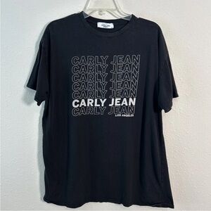 Carly Jean Los Angeles Womens Medium Stacked Graphic Black T-Shirt Relaxed Fit